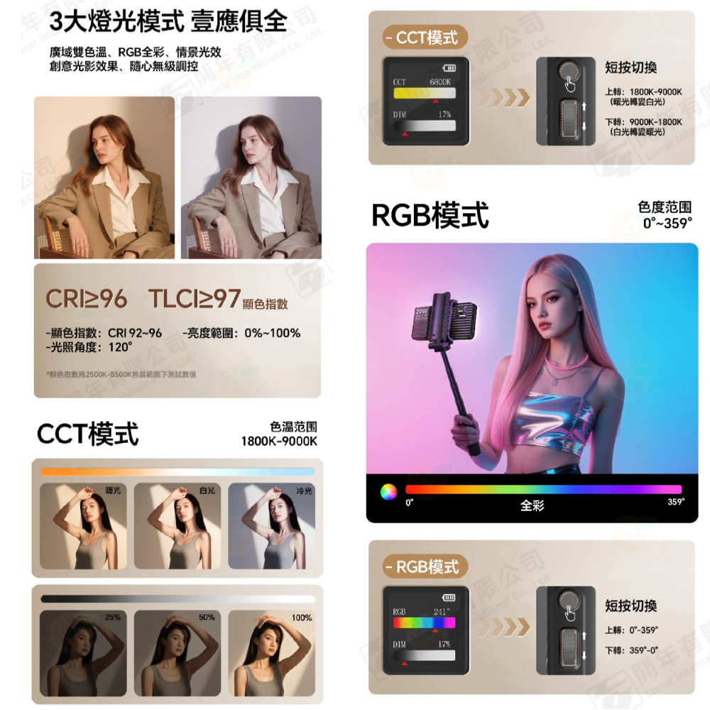 Ulanzi L207 K20RGB 20W 平板燈 RGB全彩 LED 補光燈 攝影燈 直播燈 持續燈 適用 Vlog-細節圖4