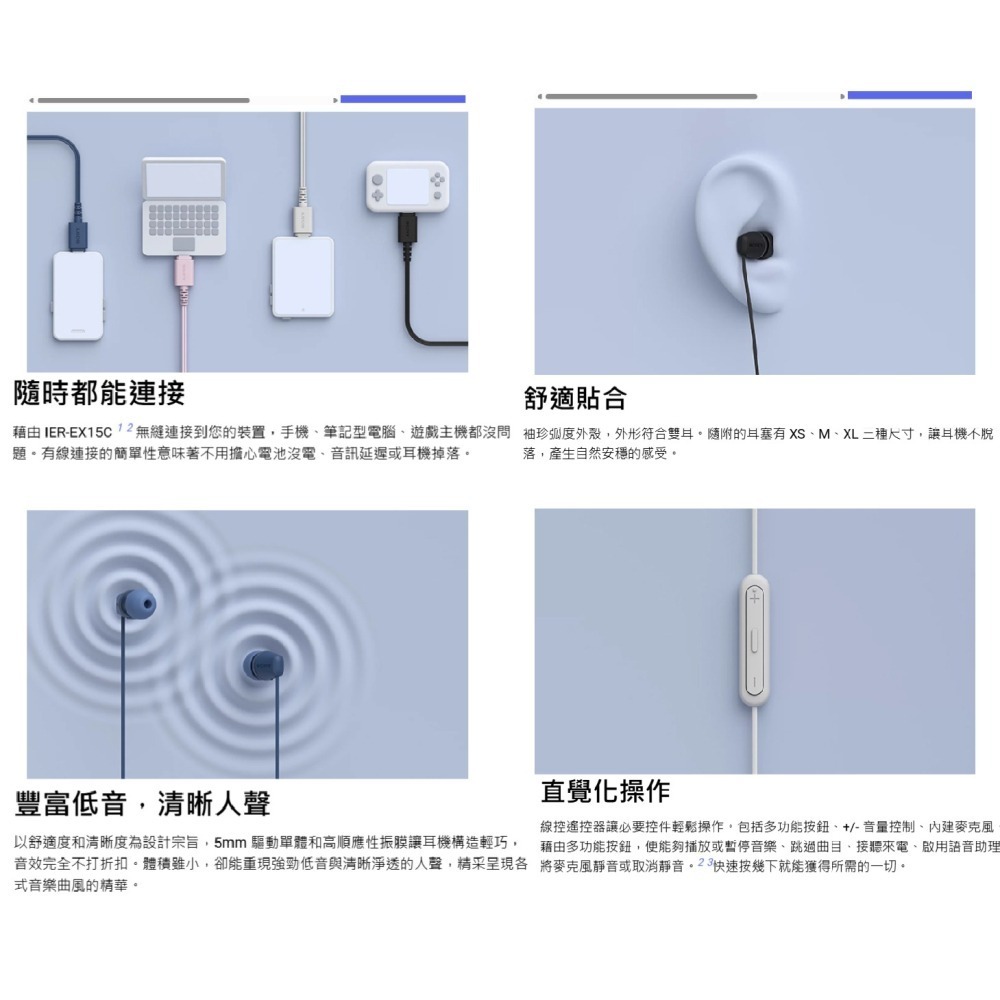 ✨ SONY IER-EX15C 有線入耳式耳機 耳塞式 公司貨 Type-C 有線耳機 安卓 IOS 蘋果 學生耳機-細節圖2