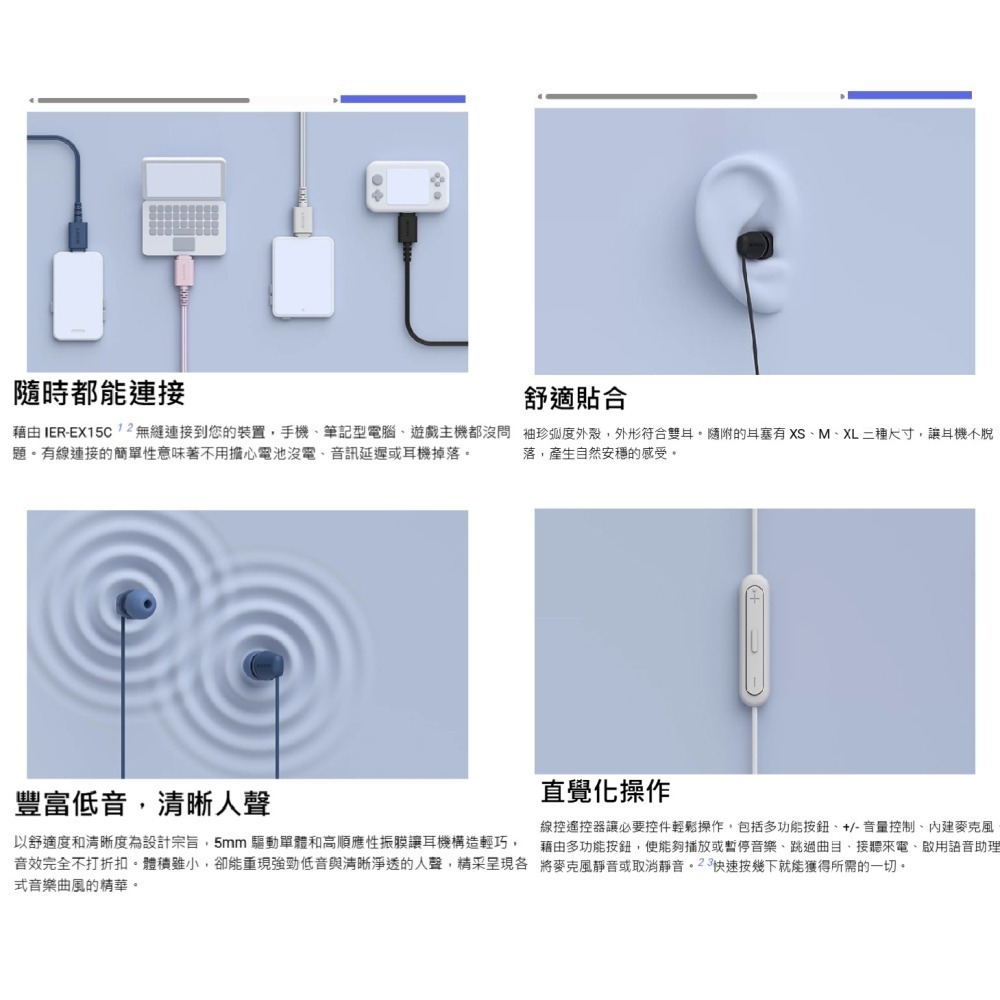 ✨ SONY IER-EX15C 有線入耳式耳機 耳塞式 公司貨 Type-C 有線耳機 安卓 IOS 蘋果 學生耳機-細節圖2