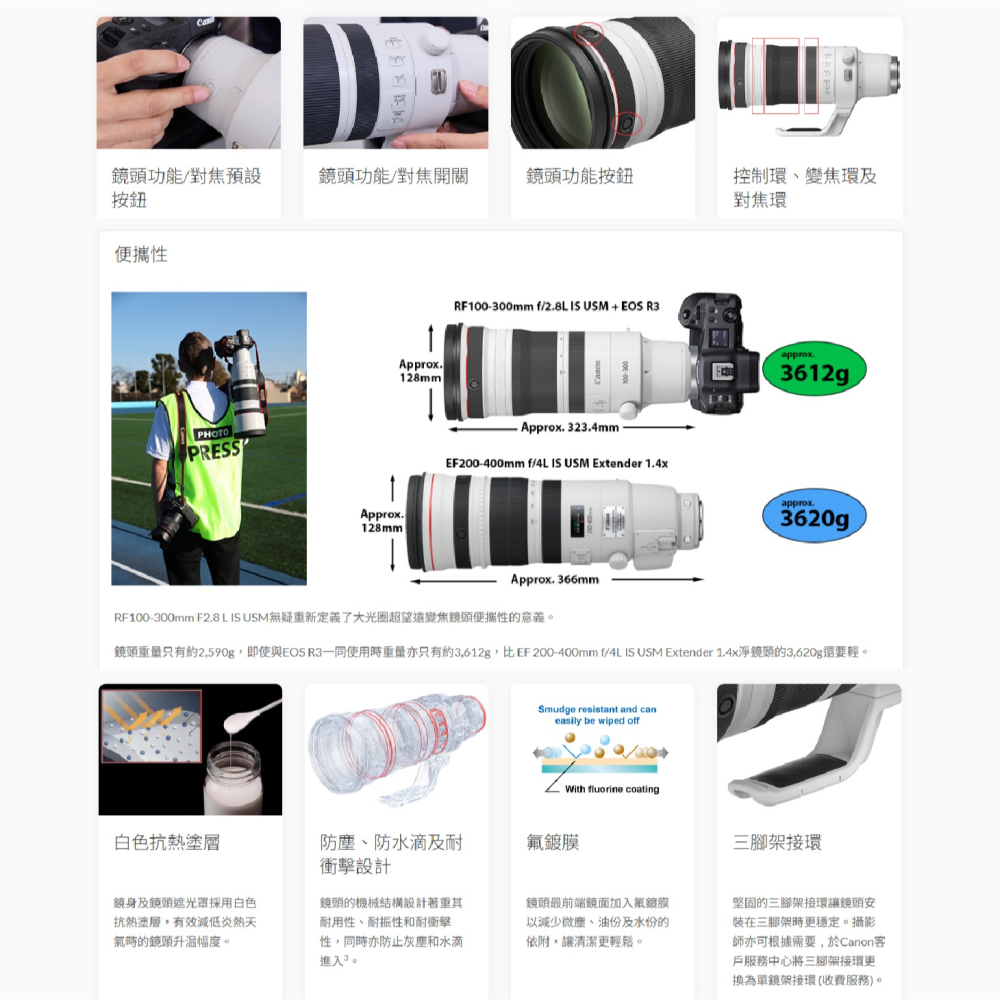 Canon RF 100-300mm f2.8 L IS USM 望遠變焦鏡頭 大砲 台灣佳能公司貨 100-300-細節圖6