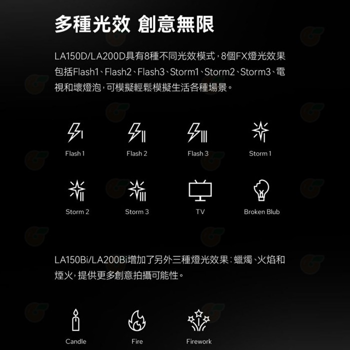 神牛 Godox LA150Bi 雙色溫 LED 攝影燈 公司貨 190W 支援App控制 11種FX光效 保榮卡口-細節圖7