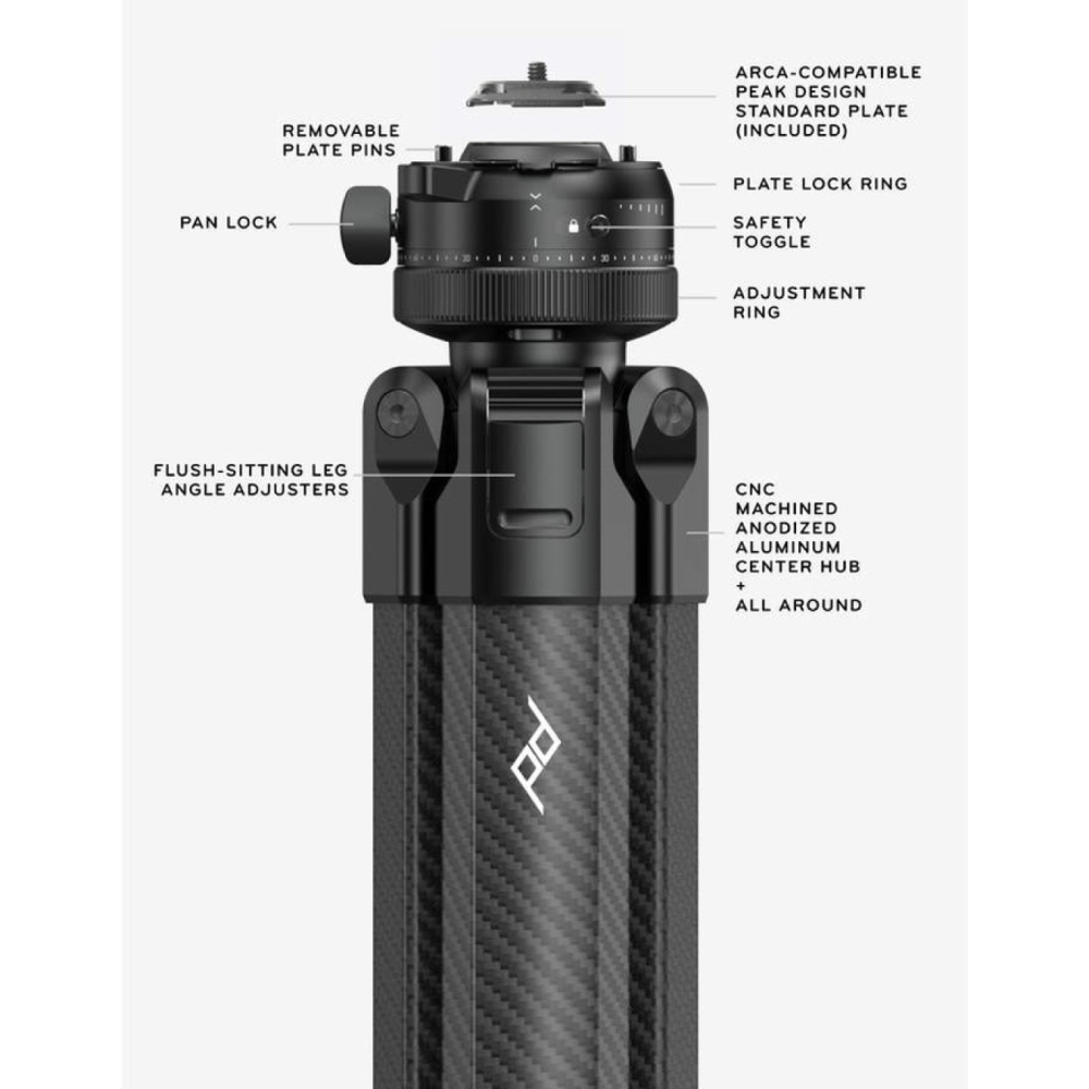 預購 Peak Design Pro Lite 腳架 三腳架 162cm 球型雲台 橫豎拍 中軸倒置 碳纖維 公司貨-細節圖2