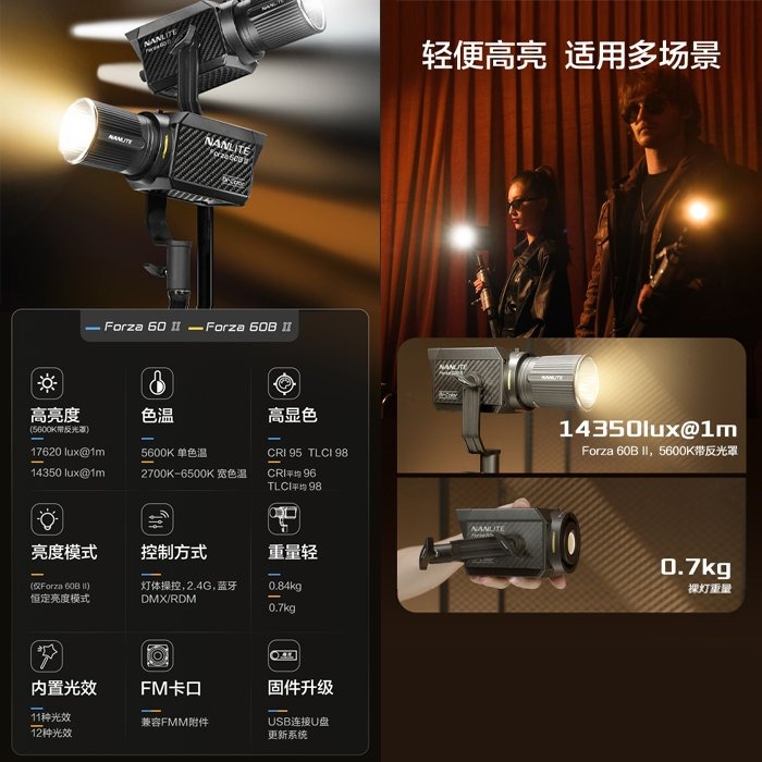 特價 南冠 南光 NANLITE Forza 60B II 二代 雙色 LED 聚光燈 正成公司貨 補光燈 持續燈 棚燈-細節圖2