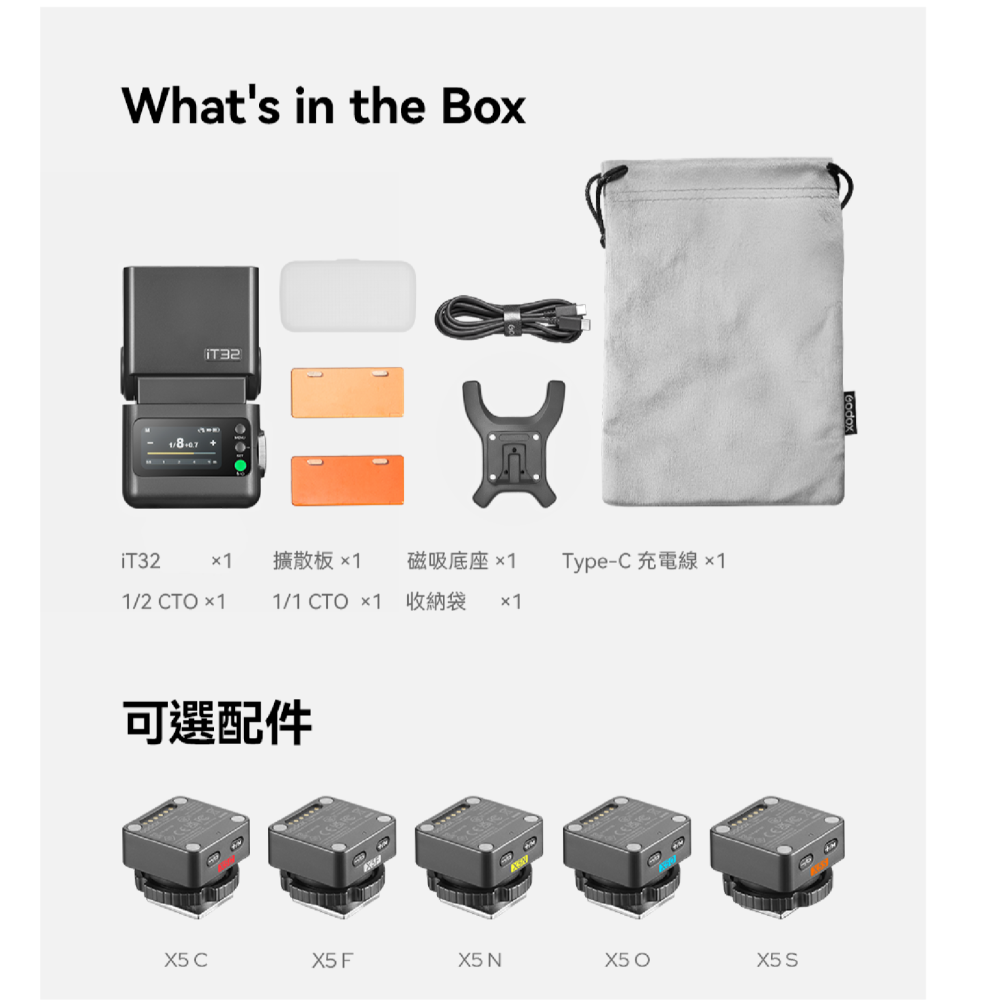 神牛 Godox it32 X5 TTL 機頂閃光燈 引閃器 磁吸 分離式 閃燈 Canon Nikon SONY 富士-細節圖6