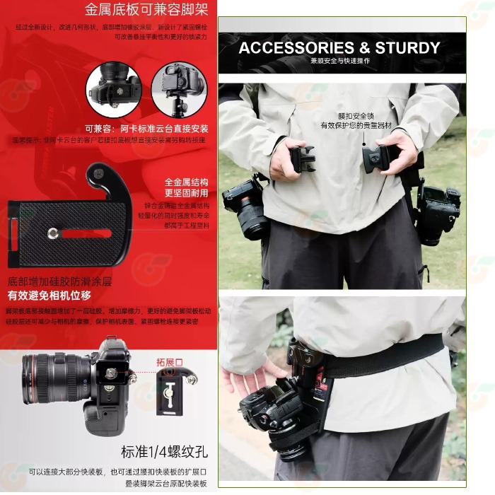 朗詩歌 LensGo bcamerab 50D LYNCA 力影佳 多功能相機腰扣 公司貨 攝影腰帶 快掛 單眼相機 適-細節圖5