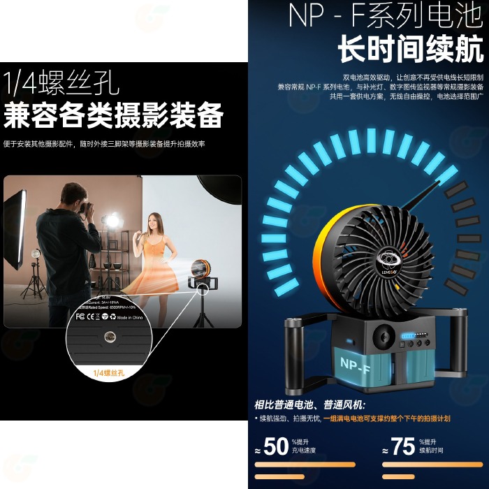朗詩歌 LensGo Typhoon 1 影視造型風扇 造型吹風機 攝影風扇 低噪音 適用 人像 影片 拍攝 舞台 直播-細節圖5