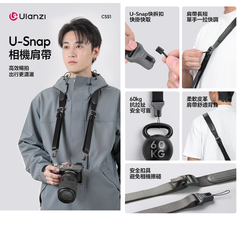 Ulanzi CSS1 CSS2 U-Snap 相機背帶 Lite 快拆快扣 減壓 肩帶 適用 微單 單眼 數位相機-細節圖6