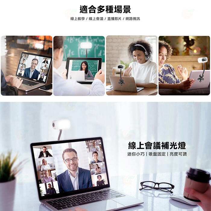Ulanzi 2579 CL12 視訊會議用 迷你補光燈 吸盤固定 4檔亮度可調 公司貨 線上會議 上課 直播 視訊-細節圖2