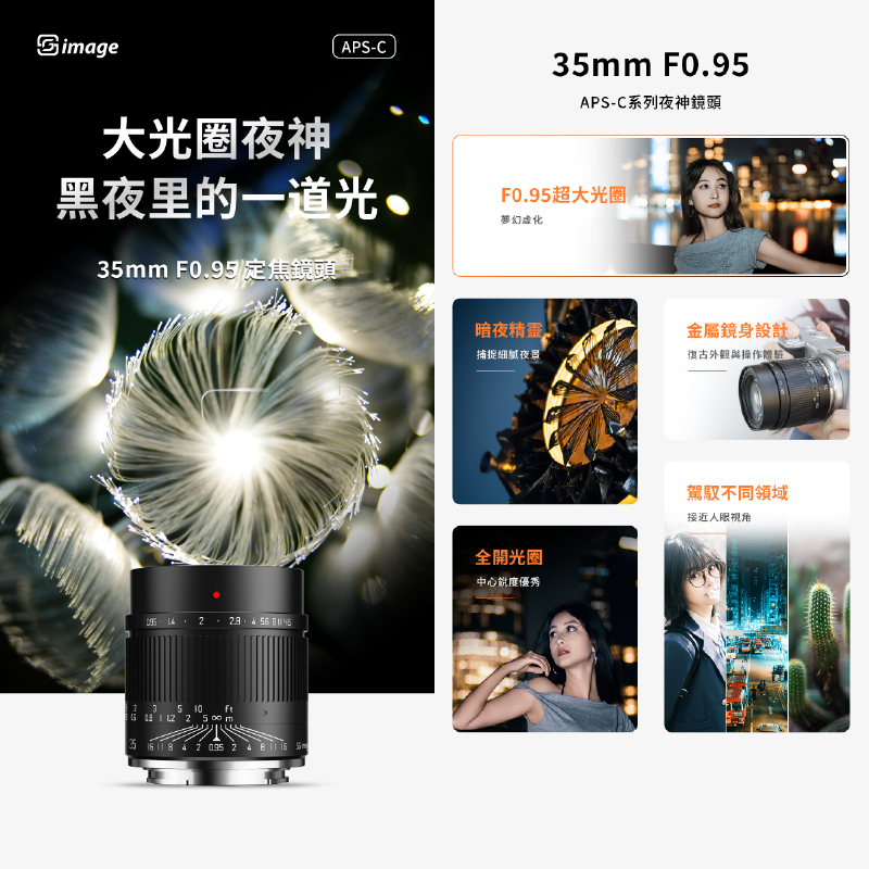 深光 SG-image MF 35mm F0.95 超大光圈 定焦鏡頭 手動 APS-C 公司貨 富士 SONY 夜景-細節圖3