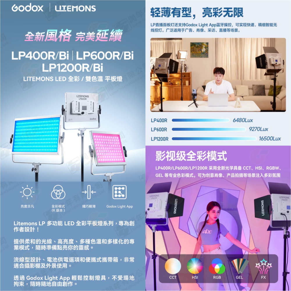 神牛 Godox Litemons LP400BI LP600BI LP1200BI 雙色溫 LED 平板燈 棚燈 補光-細節圖2
