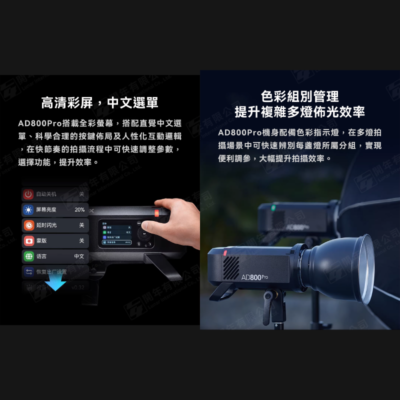 ✨ 神牛 Godox AD800Pro 專業外拍閃光燈 800W 保榮卡口 攝影燈 閃燈 補光燈 棚燈 持續燈-細節圖5