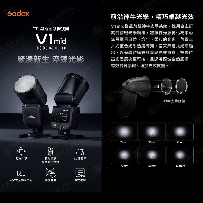 神牛 Godox V1 mid TTL機頂閃光燈 自動 HSS V1mid 適用 Canon Nikon 富士 SONY-細節圖2