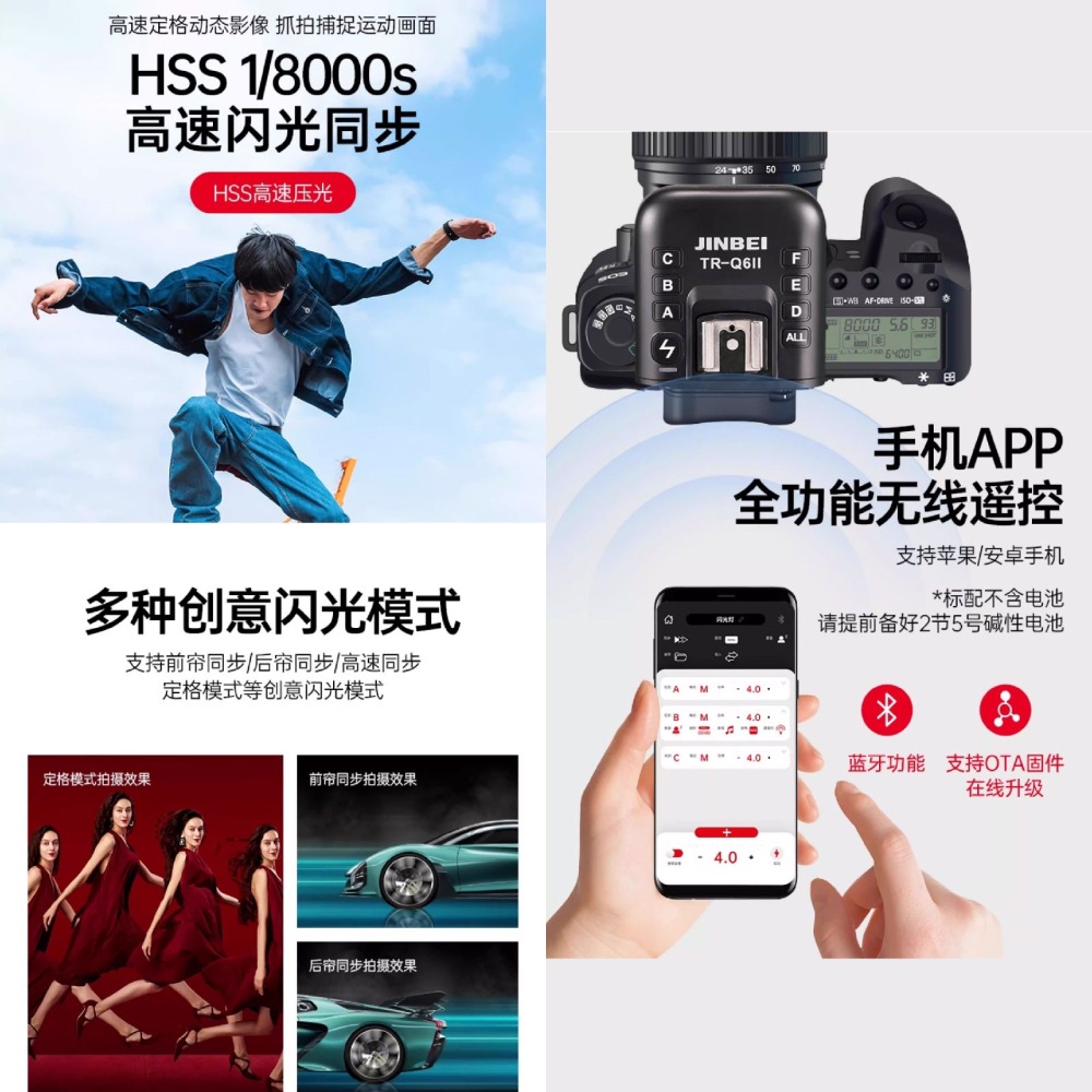 金貝 JINBEI TR-Q6II 複合熱靴 引閃器 發射器 TTL 適用 Canon Nikon 富士 SONY 閃燈-細節圖3
