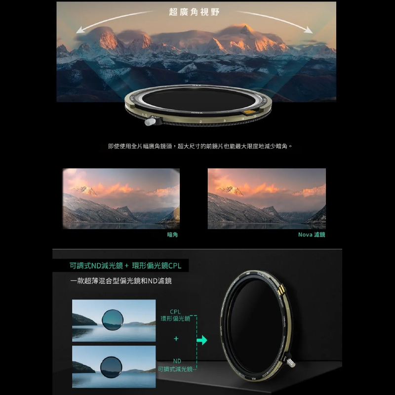 H&Y HD Nova系列 ND3-32 ＋ CPL 磁吸 可調式減光鏡 偏光鏡 ND鏡 67 72 77 82mm-細節圖3