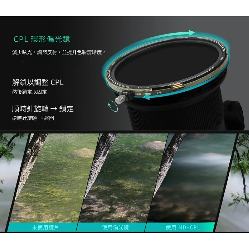 H&Y HD Nova系列 ND3-32 ＋ CPL 磁吸 可調式減光鏡 偏光鏡 ND鏡 67 72 77 82mm-細節圖5