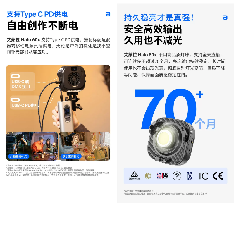 愛圖仕 Aputure amaran Halo 60x 便攜式 手持外拍補光燈 持續燈 攝影燈 公司貨 雙色溫 保榮卡口-細節圖7
