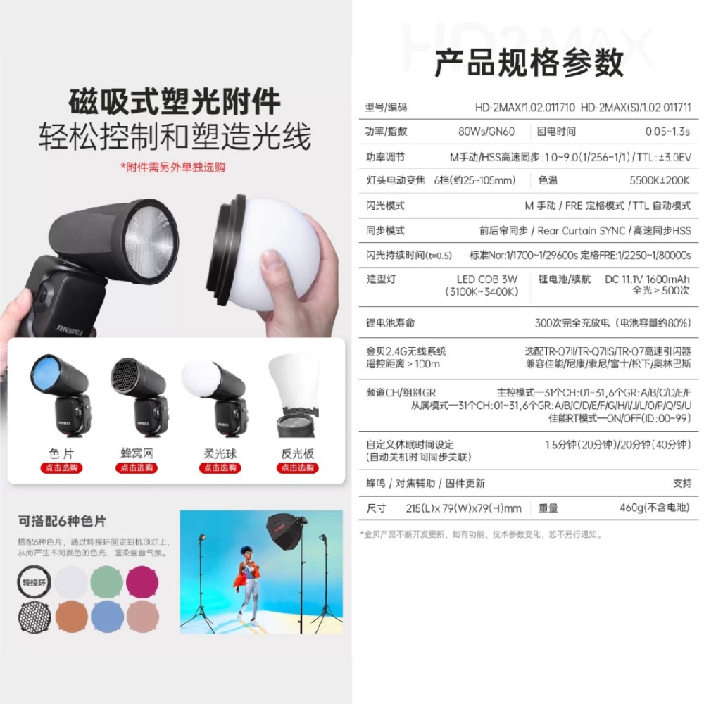 金貝 JINBEI HD-2MAX 機頂閃光燈 TTL 複合式 公司貨 機頂閃 富士 Canon Nikon SONY-細節圖8