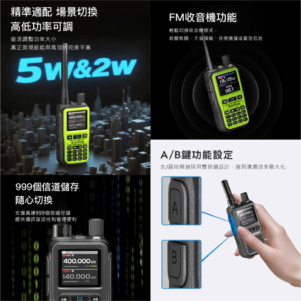 Anytalk FT-5Rmini 5W 雙頻雙段 無線對講機 無線電 單1入 公司貨 大螢幕 typeC 輕巧-細節圖3