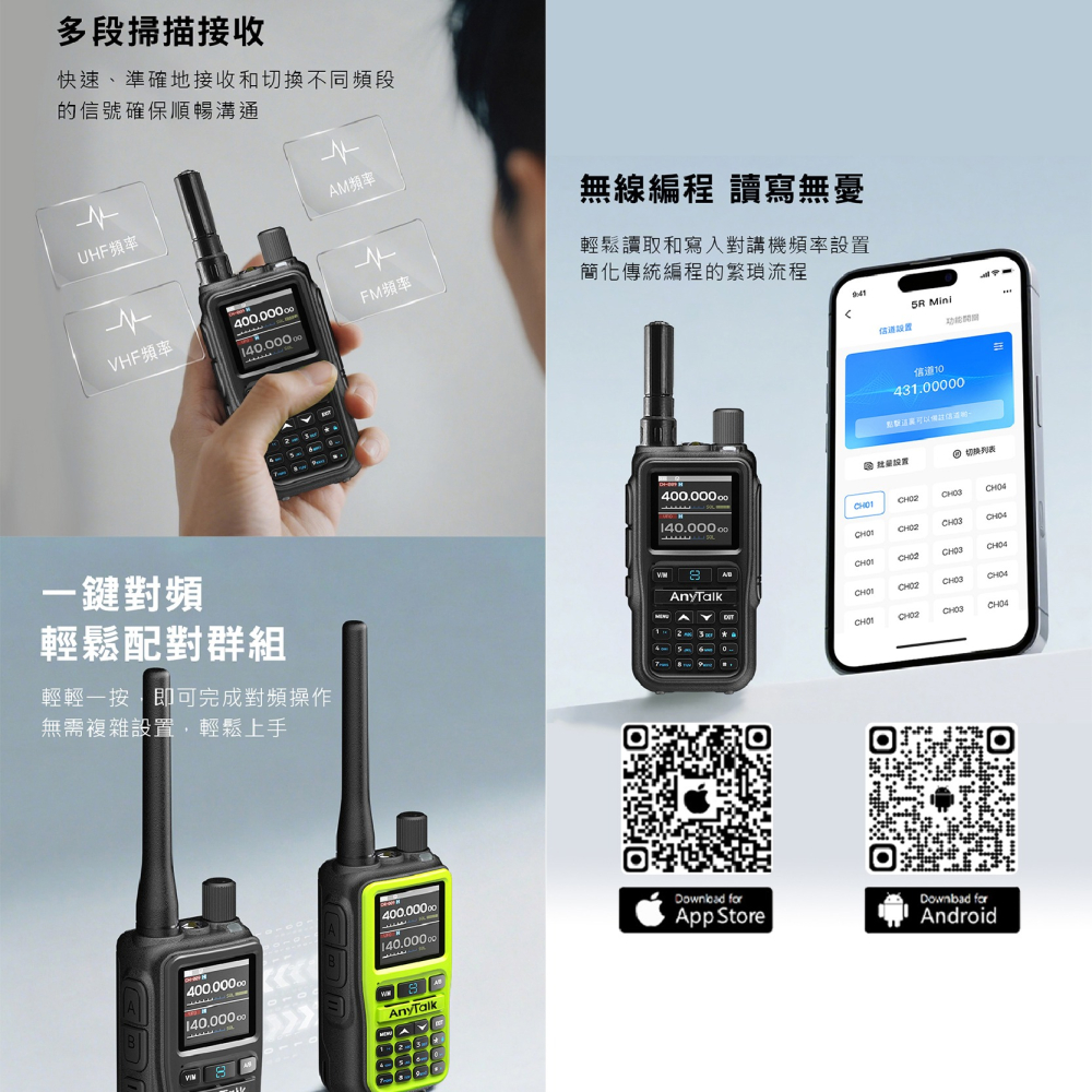 Anytalk FT-5Rmini 5W 雙頻雙段 無線對講機 無線電 單1入 公司貨 大螢幕 typeC 輕巧-細節圖4