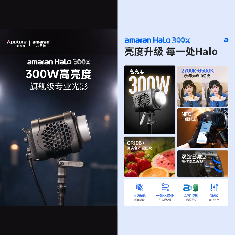 愛圖仕 Aputure amaran halo 300x 雙色溫 補光燈 保榮卡口 便攜 手持 持續燈 攝影燈 直播燈-細節圖2