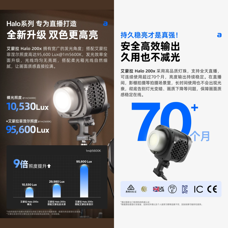 愛圖仕 Aputure amaran halo 200x 雙色溫 補光燈 保榮卡口 便攜 手持 持續燈 攝影燈 直播燈-細節圖3
