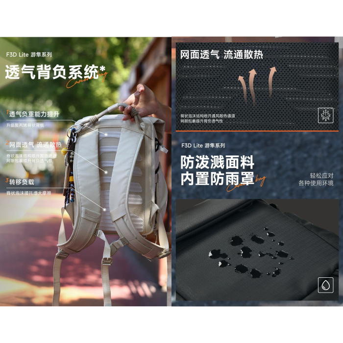 EIRMAI F3D Lite 遊隼系列 10L 大容量 攝影包 相機包 雙肩 後背包 防潑水 磁吸快取 大開口 多隔層-細節圖4
