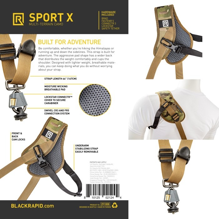 BlackRapid Breathe Sport X 極速 相機背帶 公司貨 MTP多地型 迷彩 肩墊 減壓 背帶 左肩-細節圖2