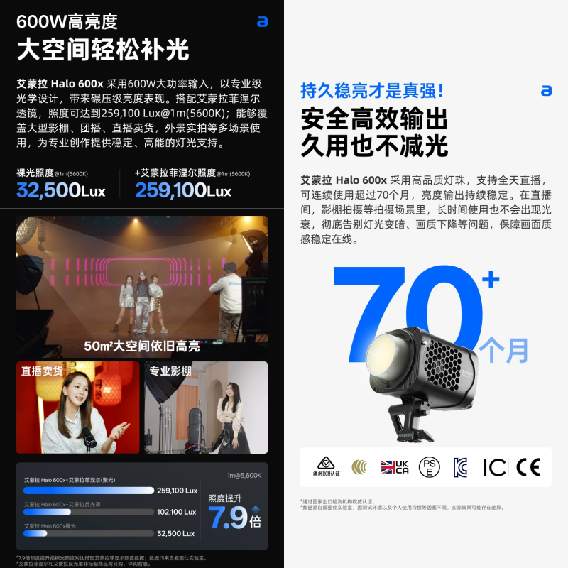 愛圖仕 Aputure amaran halo 600x 雙色溫 補光燈 保榮卡口 便攜 手持 持續燈 攝影燈 直播燈-細節圖3