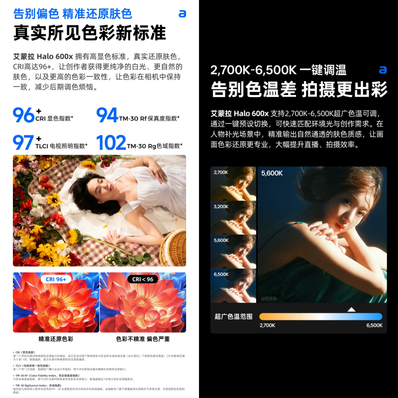 愛圖仕 Aputure amaran halo 600x 雙色溫 補光燈 保榮卡口 便攜 手持 持續燈 攝影燈 直播燈-細節圖4