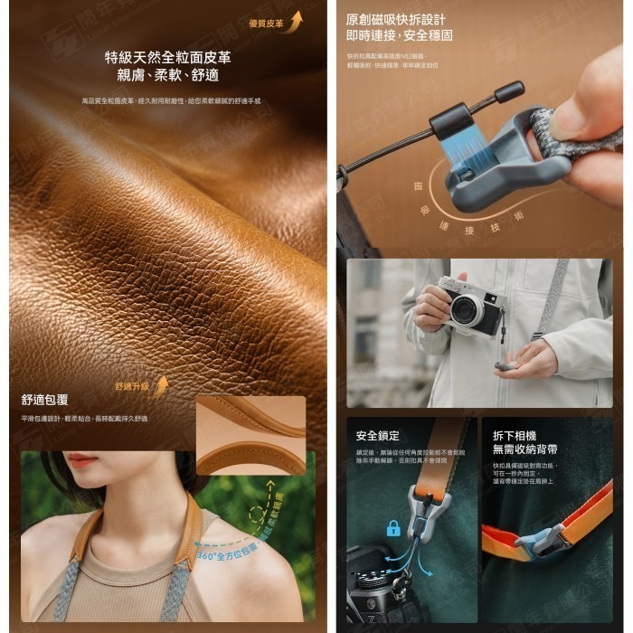 Ulanzi FALCAM Maglink Lite V2 磁吸 快扣 窄版肩帶 單手 調節 快拆 相機 背帶-細節圖3