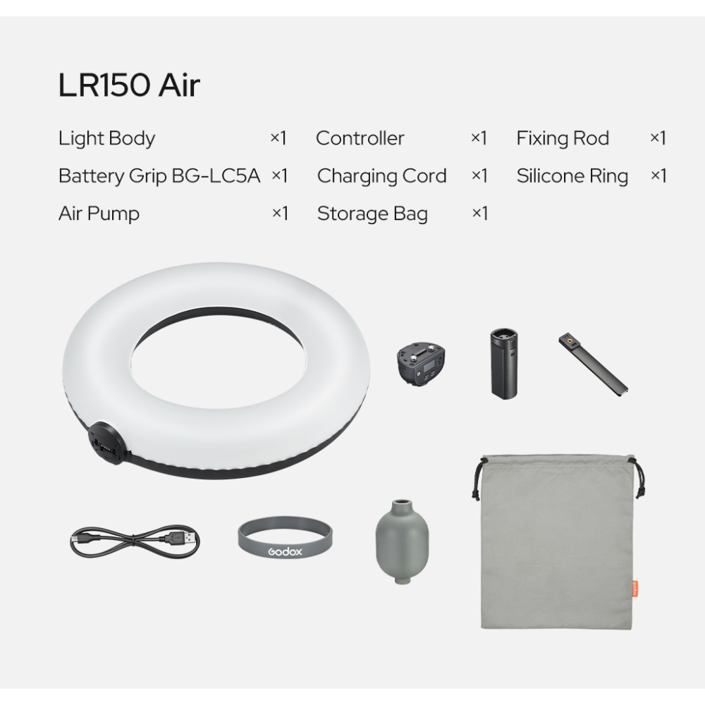 神牛 Godox LR150 Air LED 雙色温 充氣環型燈 氣柱燈 棚燈 補光燈 直播燈 美顏燈 便攜 外拍 自拍-細節圖10