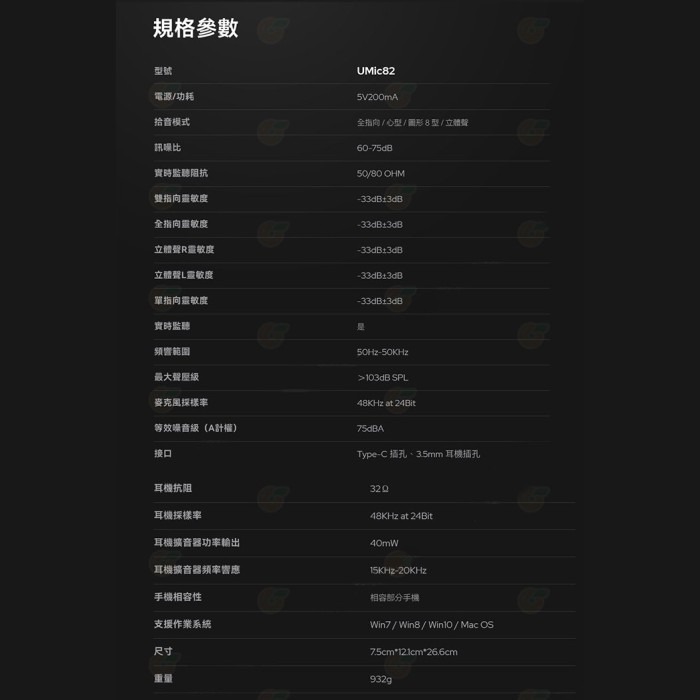 💥庫存品出清 Godox UMic82 桌上型多指向USB麥克風 公司貨 全指向 立體聲 雙指向 心型指向 直播 錄音-細節圖6