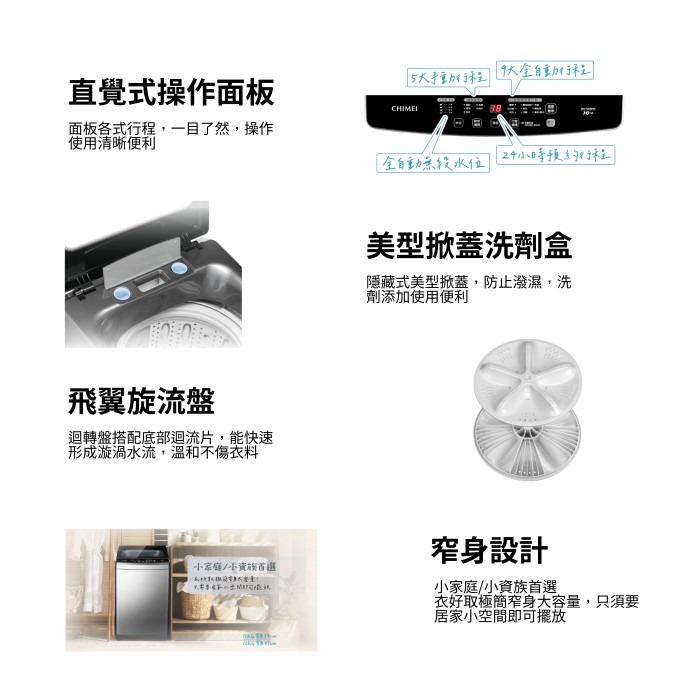 含拆箱定位+舊機回收 奇美 CHIMEI WS-F128PW 定頻 直立式洗衣機 單槽 12KG 不鏽鋼 防鼠底座-細節圖4