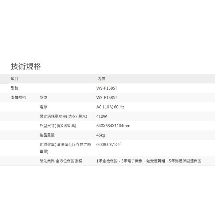 含拆箱定位+舊機回收 奇美家電 CHIMEI WS-P158ST 定頻 直立式洗衣機 單槽 15KG 不鏽鋼 防鼠底座-細節圖5