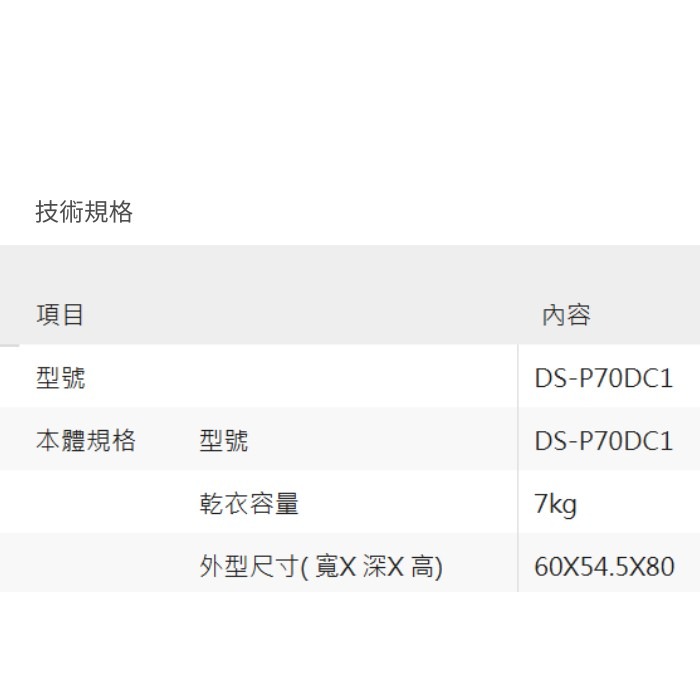 含拆箱定位+舊機回收 奇美家電 CHIMEI DS-P70DC1 定頻 滾筒式乾衣機 7KG PTC 租屋族 不鏽鋼內槽-細節圖5