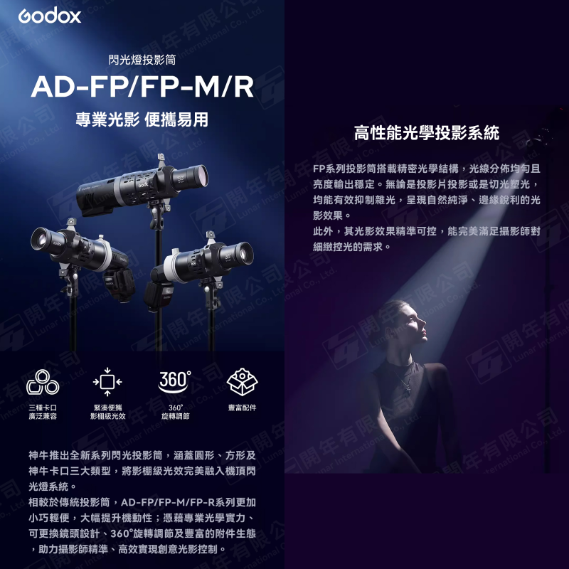Godox FP-M Kit 方形卡口 閃光燈投影器 19度 36度 50度 聚光筒 適用 AD200PRO V480-細節圖2