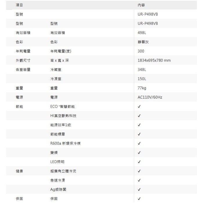 含拆箱定位+舊機回收 奇美家電 CHIMEI UR-P498VB 變頻 雙門電冰箱 498L 台灣製造 能源效率1級-細節圖6