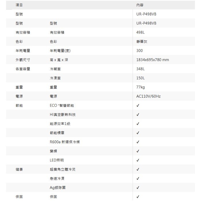 含拆箱定位+舊機回收 奇美家電 CHIMEI UR-P498VB 變頻 雙門電冰箱 498L 台灣製造 能源效率1級-細節圖6