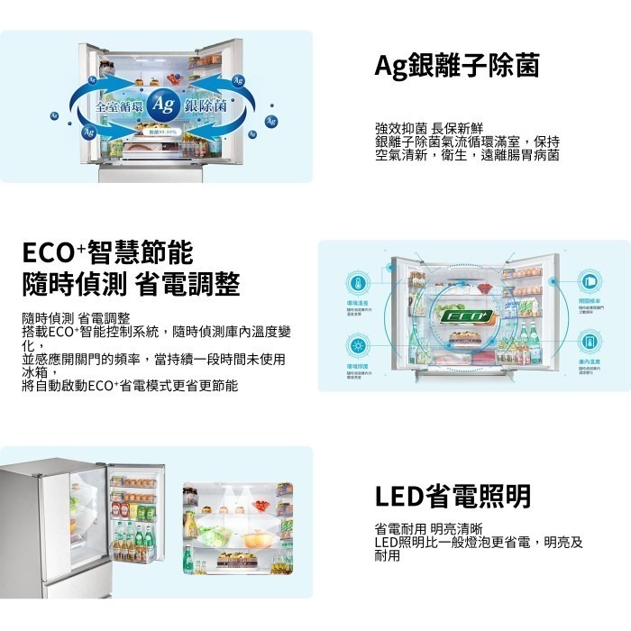 含拆箱定位+舊機回收 奇美家電 CHIMEI UR-P61VC9 變頻 三門電冰箱 610L 自動除霜 大容量 家庭-細節圖3