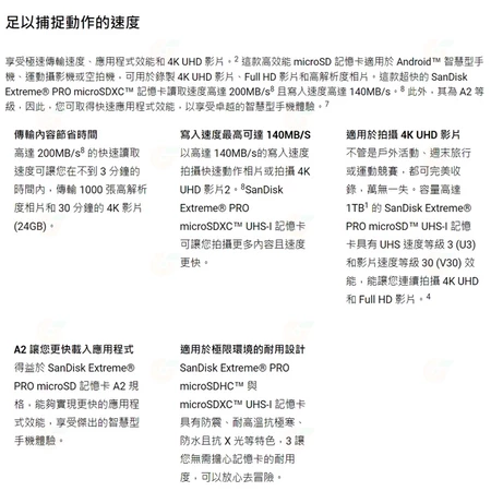 SanDisk Extreme Pro microSDXC 64G 64GB 200MB/s 記憶卡公司貨 V30 A2-細節圖2