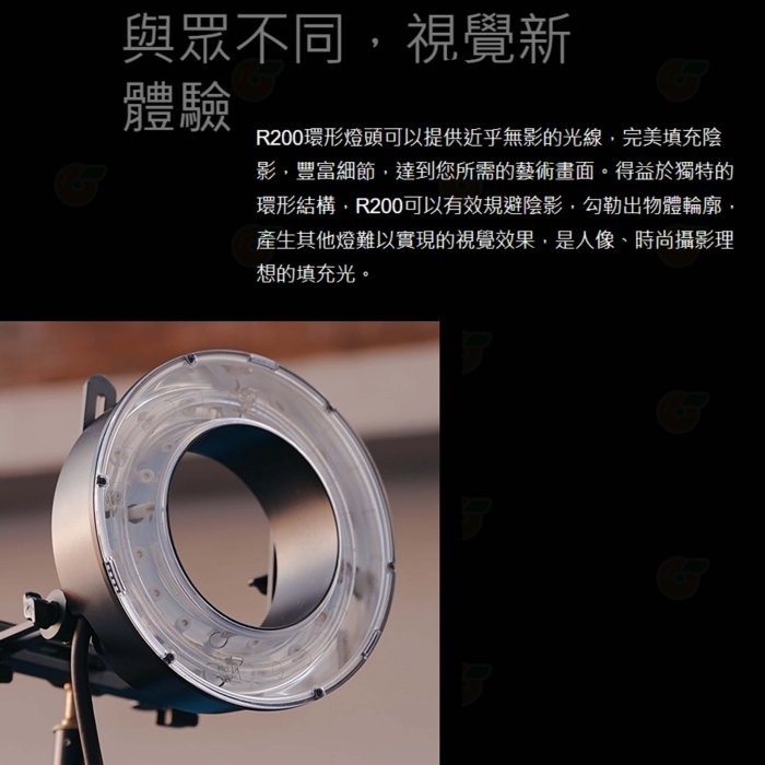 神牛 Godox AD200-R200 環形閃光燈頭 R200 公司貨 適用 AD200pro 微距 牙科 珠寶 人像-細節圖3