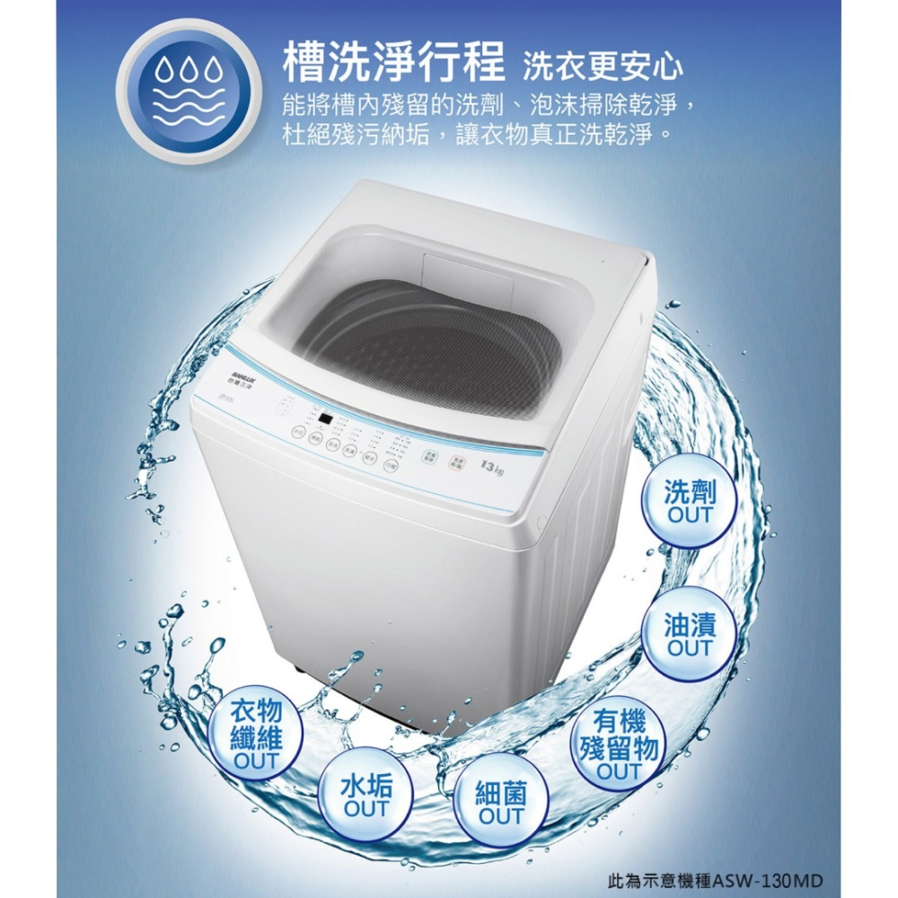 含拆箱定位+舊機回收 台灣三洋 SANLUX ASW-100MD 10公斤 定頻 上掀式 直立式洗衣機 租屋族 套房-細節圖3