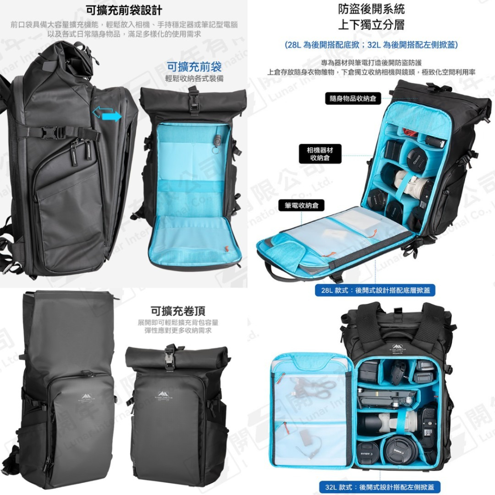 Summit Metropolis 摩登系列 捲蓋款 28L 32L 公司貨 筆電包 雙肩後背包 相機包 捲蓋 捲頂背包-細節圖3
