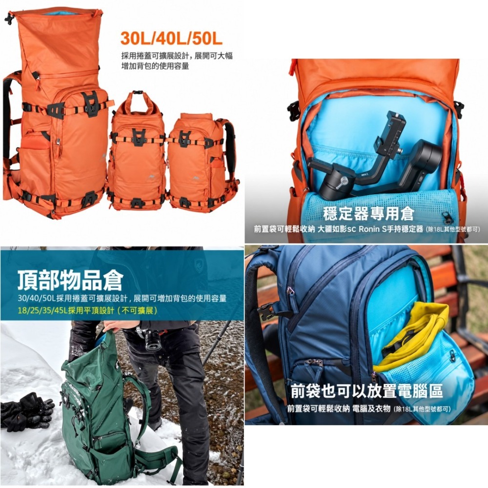 Summit Tenzing 丹增系列 捲蓋款 30L 40L 50L 戶外攝影後背包 公司貨 後背包 相機包 筆電包-細節圖4