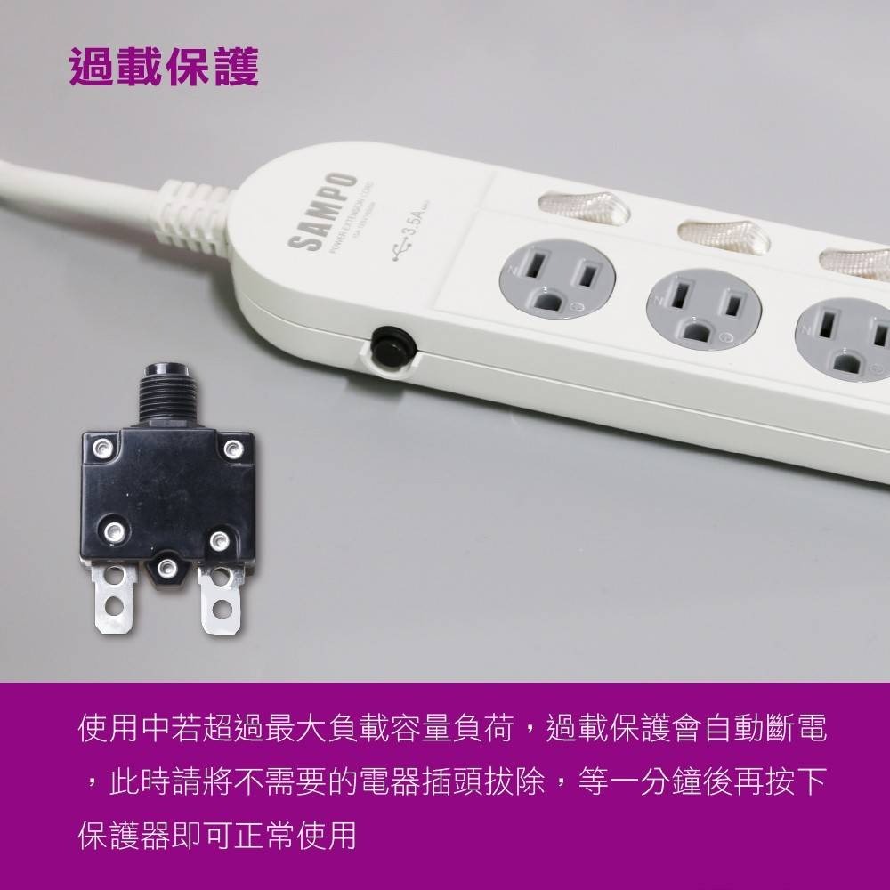 下單送小禮~ 延長線 聲寶USB延長線 快充延長線 USB插座 USB 安全 延長線 節能延長線 延長線 4尺6尺-細節圖4