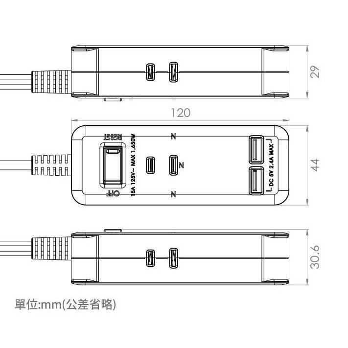 挑戰全網最低價!《台灣製造》超電王USB充電延長線 1切3座 2P延長線 插座 USB延長線 安全延長線 1開3插-細節圖5