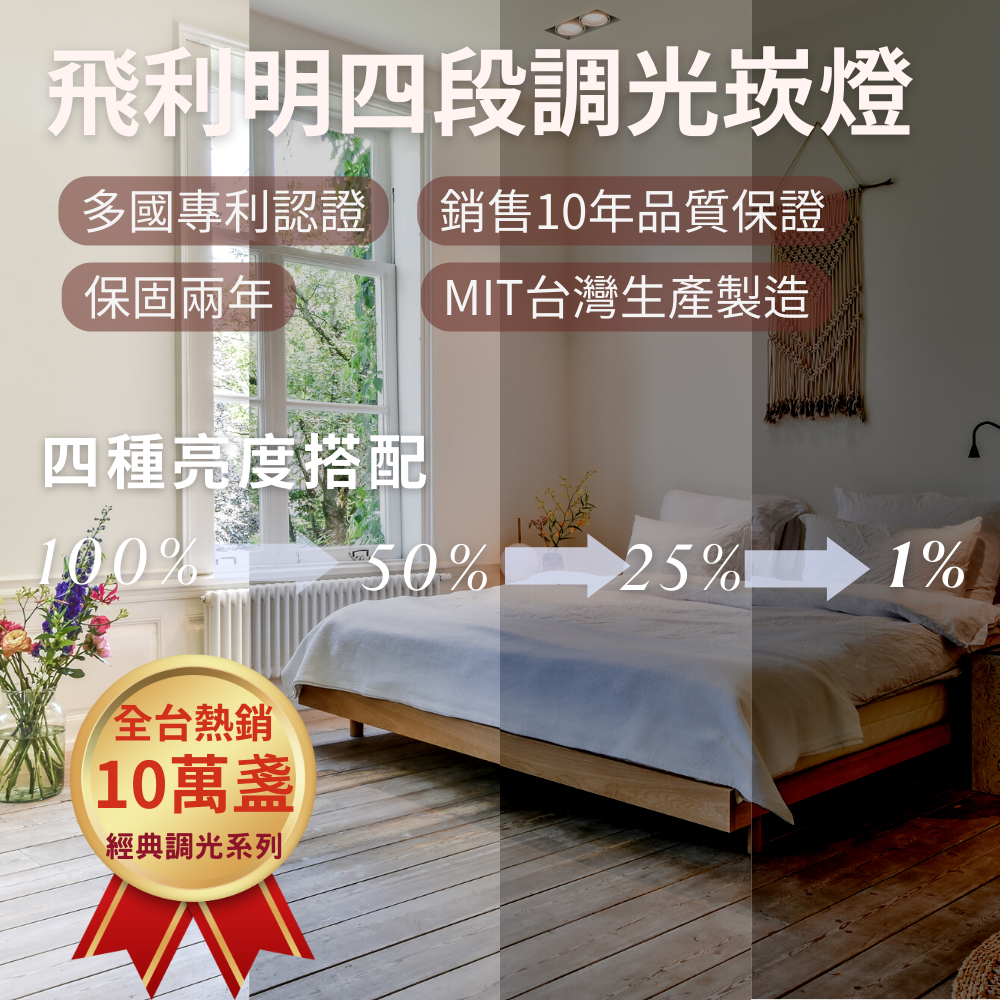 台灣設計台灣製造 飛利明調光崁燈15cm/15W  傳統開關即可調光-細節圖3