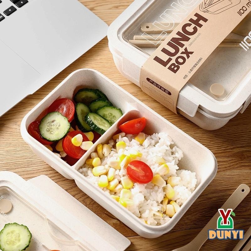 【惇毅本舖-附餐具】多色小麥秸稈便當盒-1100ml版 微波便當盒 分格便當 上班族便當 可加熱-細節圖6