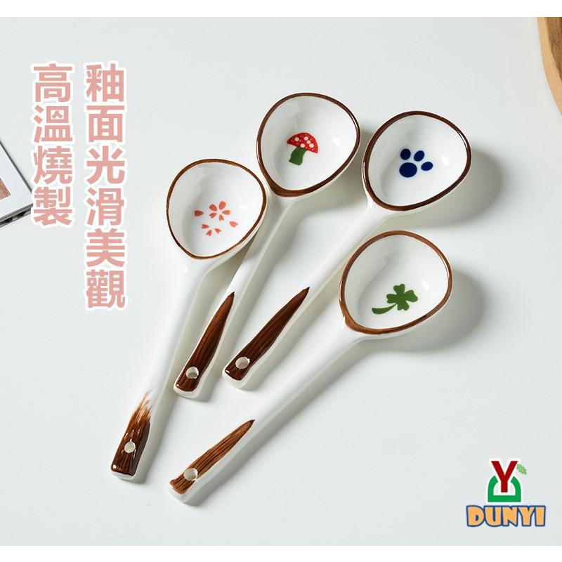 【惇毅本舖】手繪陶瓷湯匙 日式湯勺 簡約湯匙 加大勺頭 加長手柄-細節圖3