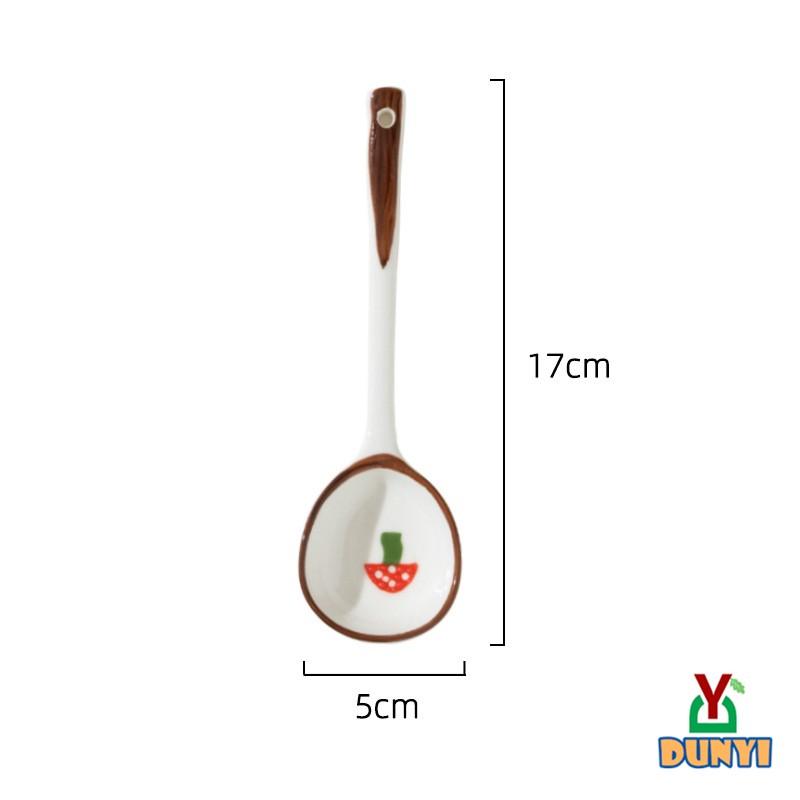 【惇毅本舖】手繪陶瓷湯匙 日式湯勺 簡約湯匙 加大勺頭 加長手柄-細節圖6